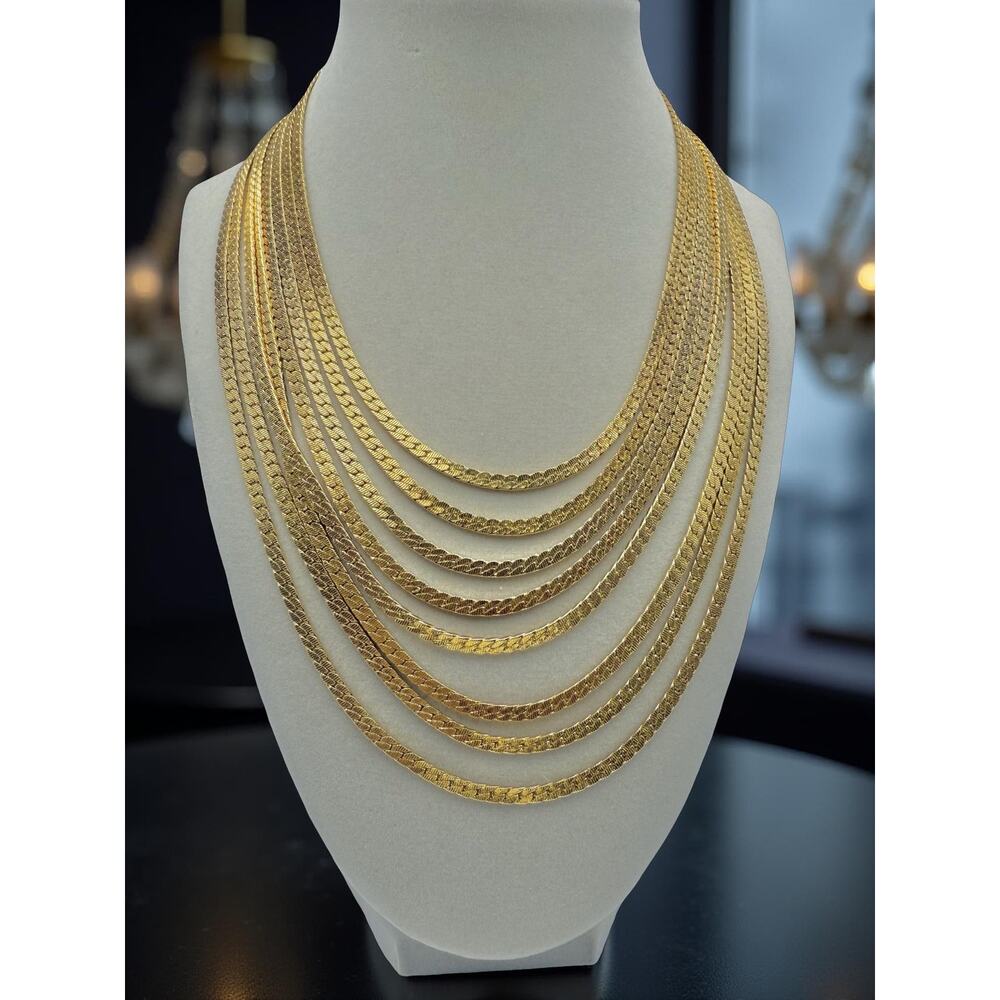 RARE Vintage Monet 8 Strand Herringbone Draped Gold Tone Necklace